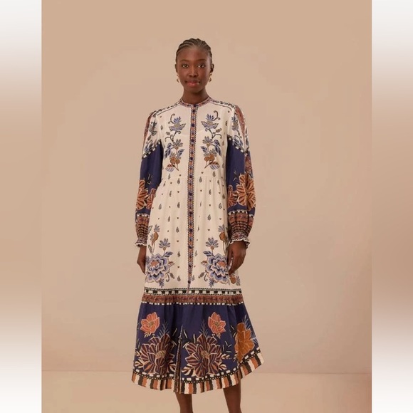 FARM Rio Dresses & Skirts - NWT Farm Rio Ainika Floral Embroidered Midi Dress medium